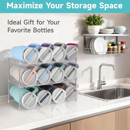 Stackable Water Bottle Organizer, Large Compartment Water Bottle Holder - Image 5
