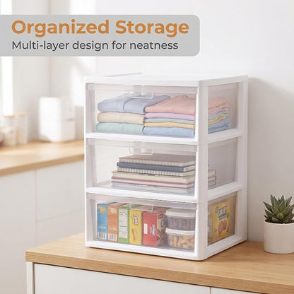 Wide 3 Drawer Tower, Plastic Storage Drawers - Image 6