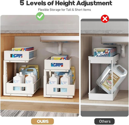 Under Sink Organizer, 2-Tier Dual Pull Out Cabinet Organizer Drawers - Image 8
