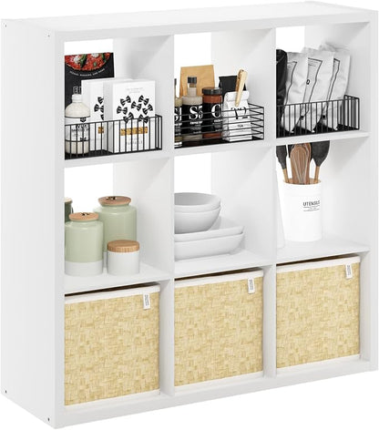Furinno Cubicle Book Shelf, 9-Cube Bookshelf, Extra Thick Frame Reversible Tall - Image 4