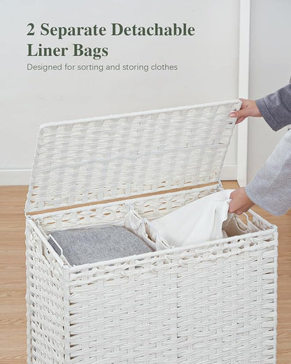 SETVSON Laundry Hamper with Lid, 112 L Handwoven Rattan Wicker Laundry Basket - Image 5