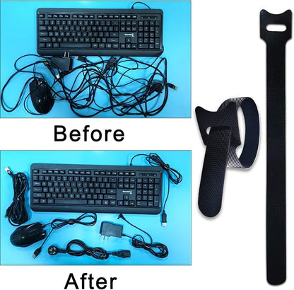 100pcs Reusable Cable Ties 7.8 In |Adjustable Cord Straps&Wire Wraps|Hook and - Image 3