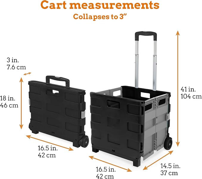 Ultra-Slim Rolling Collapsible Storage Pack-N-Roll Utility-carts, - Image 2