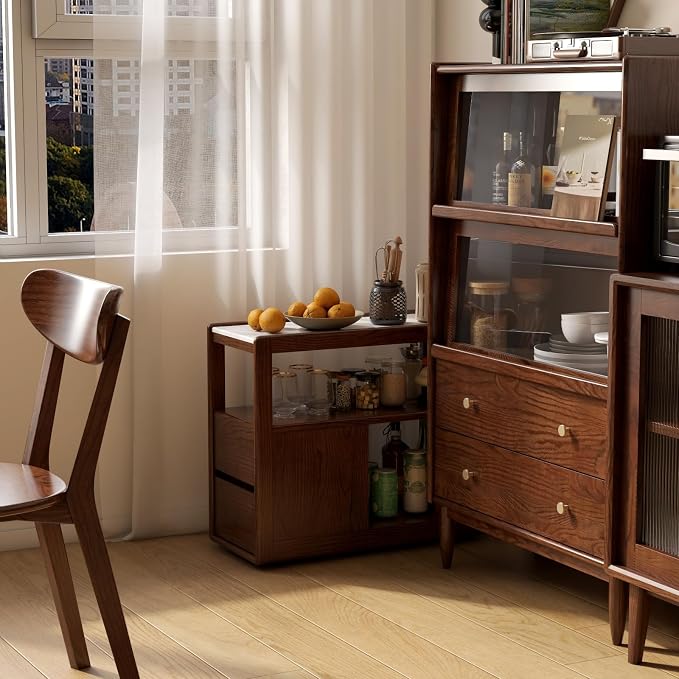 Solid Wood End Table with Storage Drawers, Narrow Side Table - Image 5