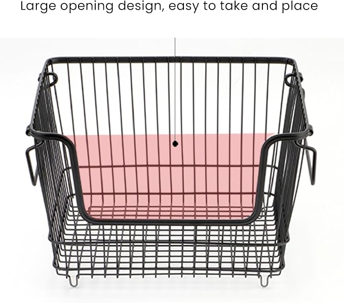 Tyenaza Freezer Organizer Bin Keep Tidy Metal Stackable Fruits Meat Wire Basket - Image 7