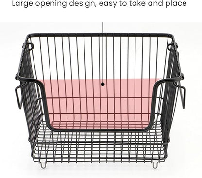 Tyenaza Freezer Organizer Bin Keep Tidy Metal Stackable Fruits Meat Wire Basket - Image 7