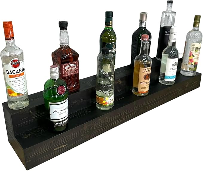 2 Tiered Counterop Liquor Bottle Display Shelf by Unknown
