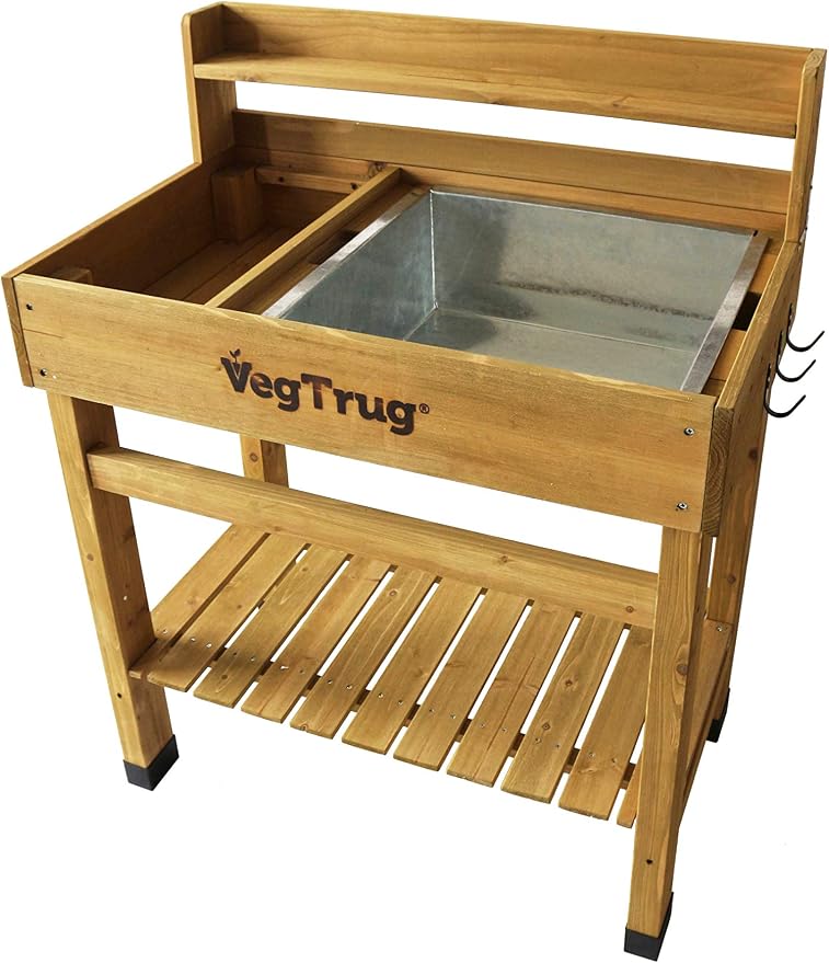 VegTrug® Deluxe Potting Bench, Natural | Potting station, garden work surface - Image 6