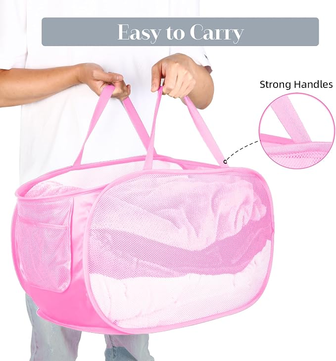 Durable Collapsible Laundry Baskets, Mesh Pop Up Laundry Hamper - Image 5