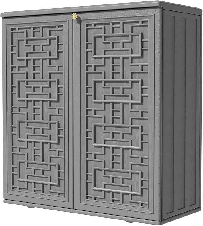 Outdoor Storage Cabinet Waterproof, Resin 62 Gallon Deck Box by KINYING