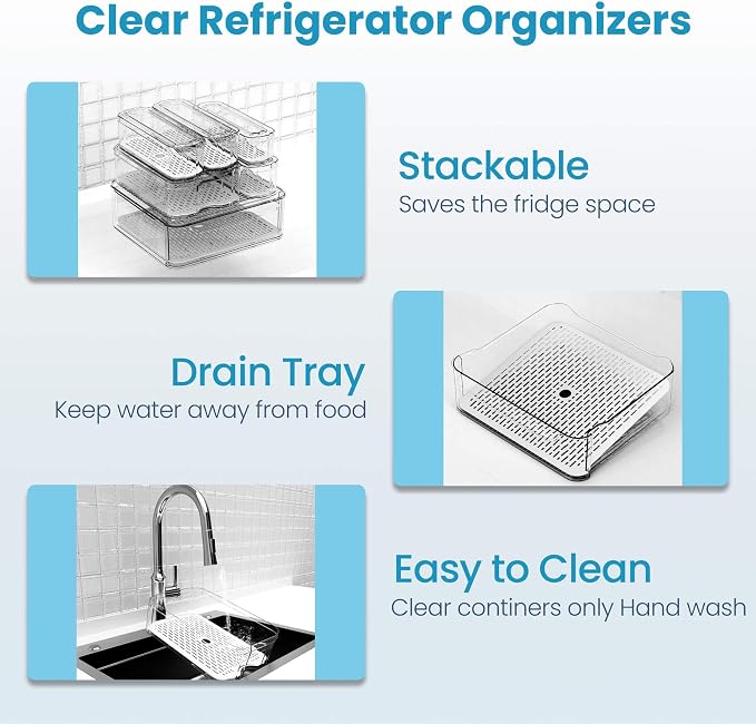 8 Pack Refrigerator Organizers, Stackable Storage Containers - Image 5