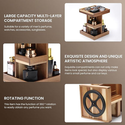 EXIN DECHEN Cologne Organizer for Men, Cologne Stand, 3 Tier Wooden Perfume - Image 3