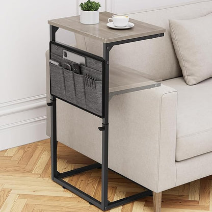 Vagusicc C Shaped End Table, Adjustable Height Small Couch Side Table by Vagusicc