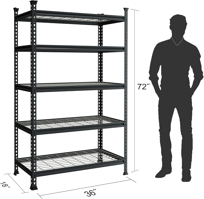 WORKPRO 5-Tier Metal Garage Shelving Unit, 36”W x 18”D x 72”H Storage Shelves - Image 3