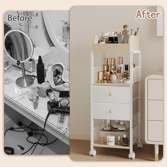 Floor Makeup Organizer Storage Cart - Image 6
