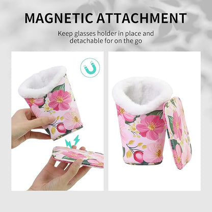 Plush Lined Eyeglasses Holder, Cute Magnetic PU Leather Glasses Stand Case - Image 6
