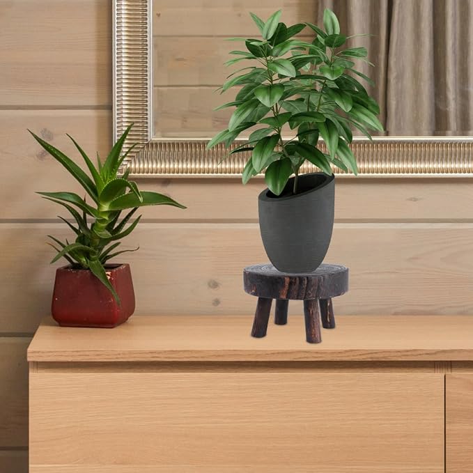 Mini Wooden Stool Display Stand, ULTECHNOVO Solid Wood Stool Plant Stand - Image 8