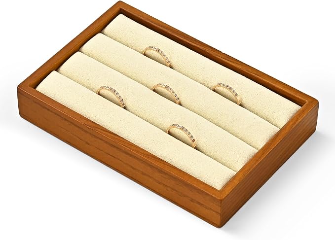 Solid Wood 3-Slots Jewelry Ring Display Tray Showcase Small Jewelry Display - Image 7