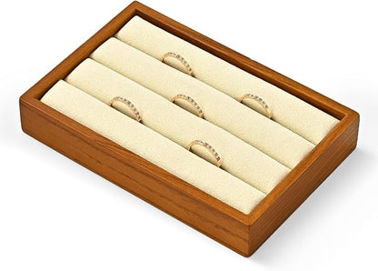 Solid Wood 3-Slots Jewelry Ring Display Tray Showcase Small Jewelry Display - Image 7