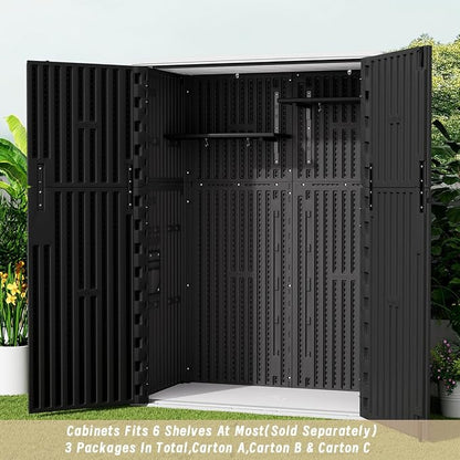 KINYING Outdoor Vertical Storage Shed, 57 Cu.ft Outdoor Storage Cabinet - Image 8