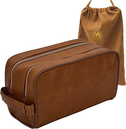 Dopp Gift Large Travel Toiletry Bag Premium Quality PU Leather Two compartments by viprestige