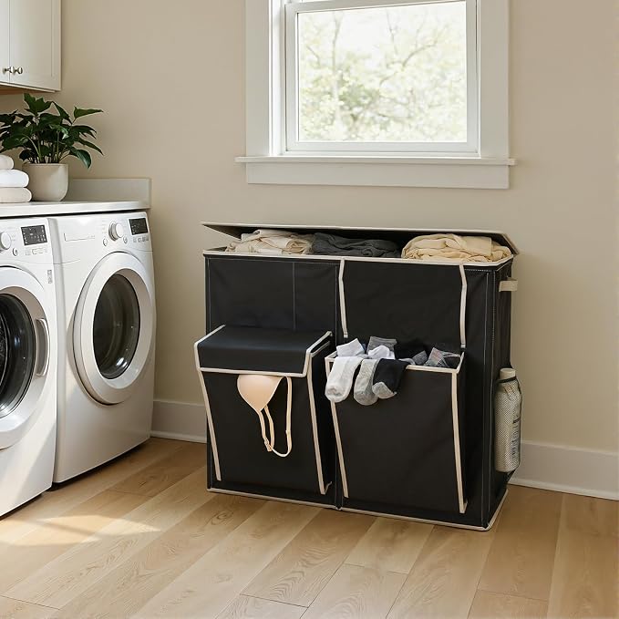 SOLEDI 220L Laundry Hamper 3 Section, Extra Large Laundry Basket - Image 2