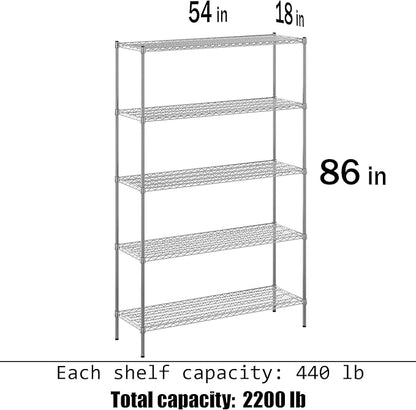 18" Deep x 54" Wide x 86" Height Wire Shelving Kit | 5-Tier | NSF Commercial - Image 3