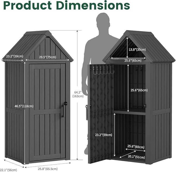 Bifanuo Deck Box Storage Shed Outdoor Storage Cabinet, Vertical Waterproof - Image 2
