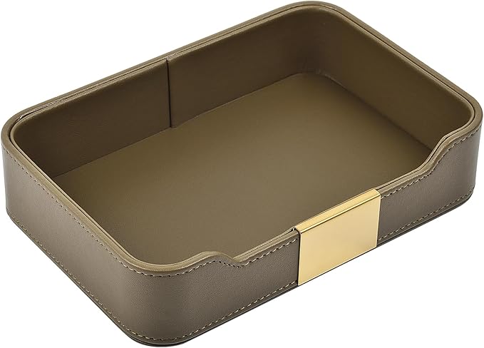 Luxury Leather Valet Tray Desktop Storage Organizer, Bedside Vanity Catchall by RHCSZ