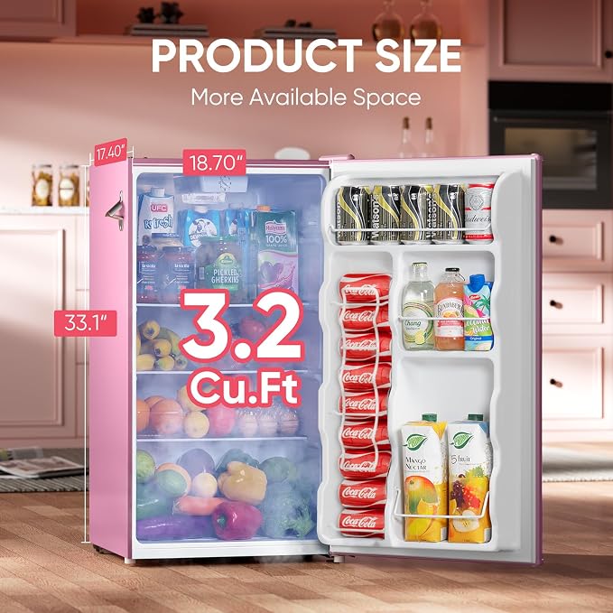 Upstreman 3.2 Cu.Ft Retro Mini Fridge - Image 2