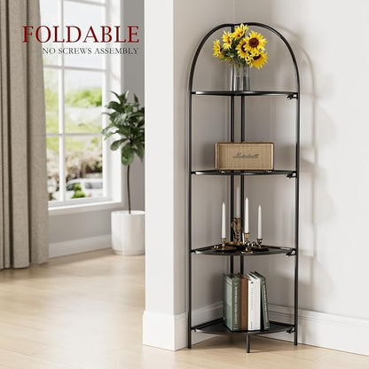 Crofy Foldable 4 Tier Corner Shelf, Metal Corner Plant Stand - Image 2