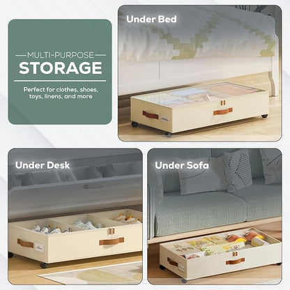 Underbed Storage with Wheels, 2 Pack| Low Profile Storage Organizer with Clear - Image 6