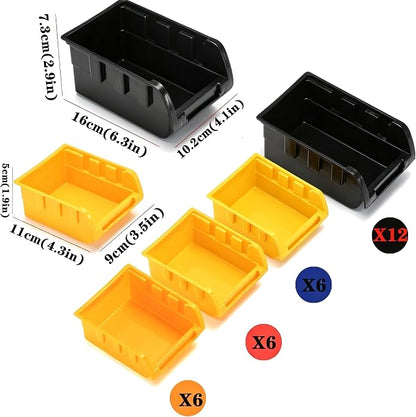 MULSAME Wall Mounted Storage Bins Parts Rack 4 Colors Bin Organizer Garage - Image 5