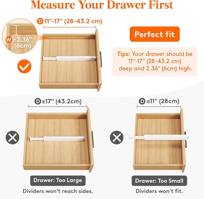 Lifewit 12 Pack Kitchen Drawer Dividers 2.36" High, Plastic Expandable - Image 4