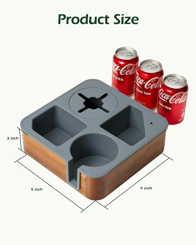 Couch Cup Holder Tray, Acacia Wood Couch Caddy - Image 8