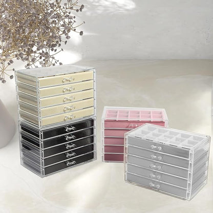 5 Drawers Clear Jewelry Box for Women and Girls, Acrylic Earring Holder - Image 7