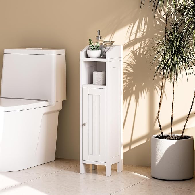 VINGLI Small Storage Corner Floor Cabinet, 7.9" Narrow Toilet Paper Storage - Image 9