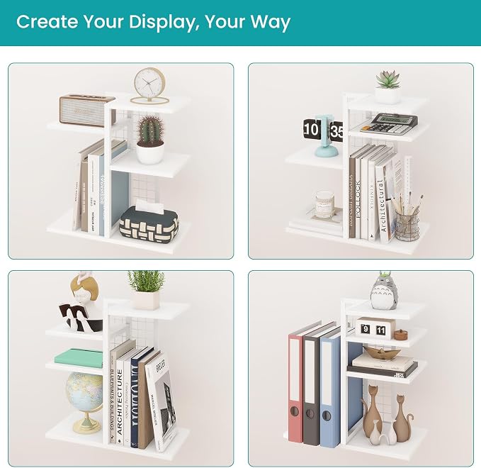 ELITEROO Desk Bookshelf, 4 Tier Wood Desktop Bookshelf, Adjustable Table Top - Image 6