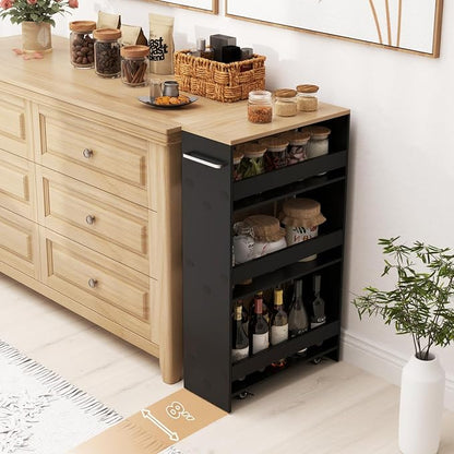 Slim Rolling Storage Cart, 4 Tier Narrow Kitchen Cart - Image 3