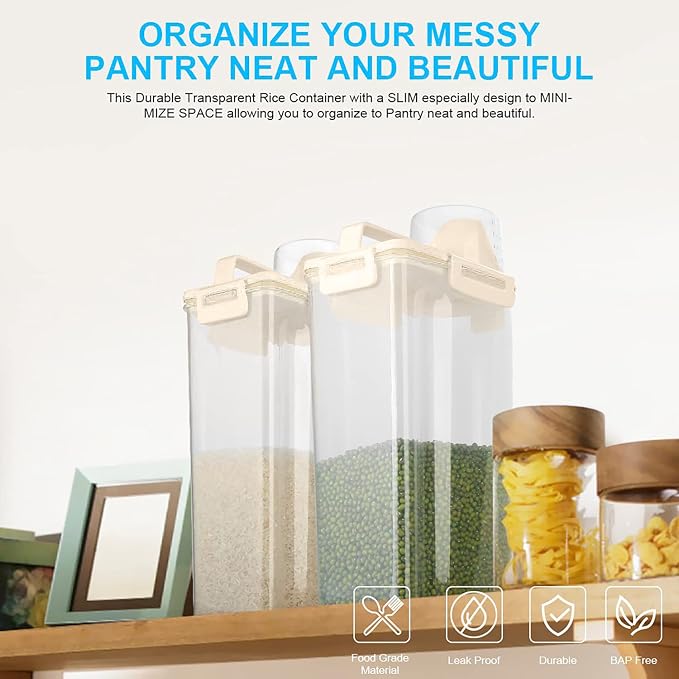 Uppetly Rice Airtight Dry Food Storage Containers, BPA Free Plastic Storage Bin - Image 5