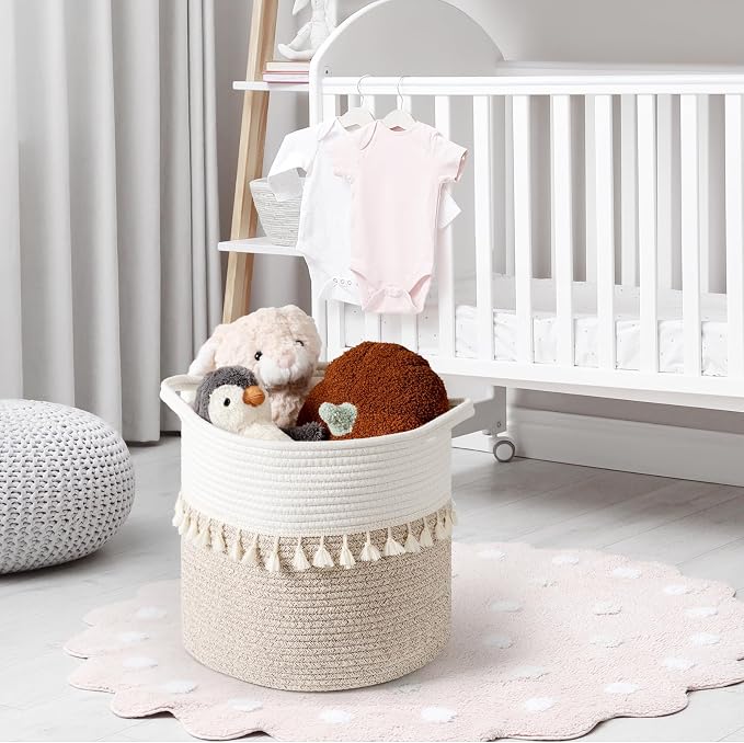 danpinera 11 Inch Storage Baskets Set of 3, Cotton Woven Baskets - Image 8