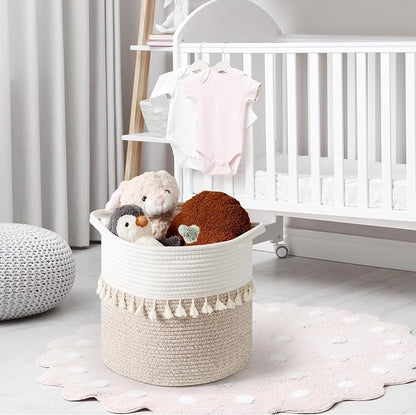 danpinera 11 Inch Storage Baskets Set of 3, Cotton Woven Baskets - Image 8