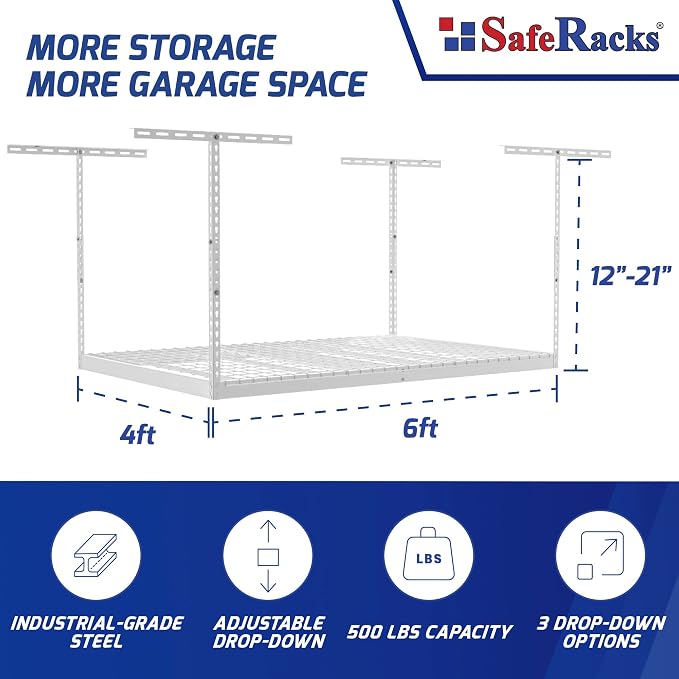 SafeRacks 4x6 Overhead Garage Storage Rack - Image 3