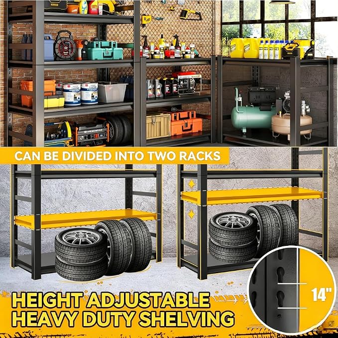 4-Tier Garage Shelving Heavy Duty Metal Shelving 3000LBS Storage Shelves 44" H - Image 3