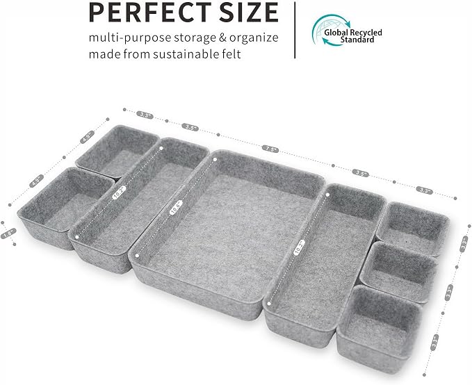 Welaxy Desk Drawer organizers tray Felt storage bins aesthetics room décor - Image 6