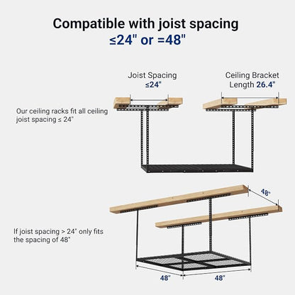 FLEXIMOUNTS 4x4FT Garage Storage Rack Overhead, Adjustable Ceiling Storage Racks - Image 2