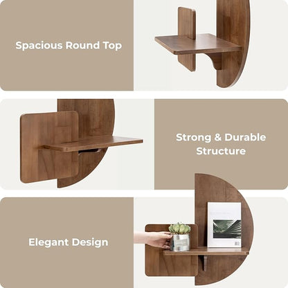 Behomes Soluna Solid Wood Floating Nightstand, Wall Mounted Nightstand - Image 4