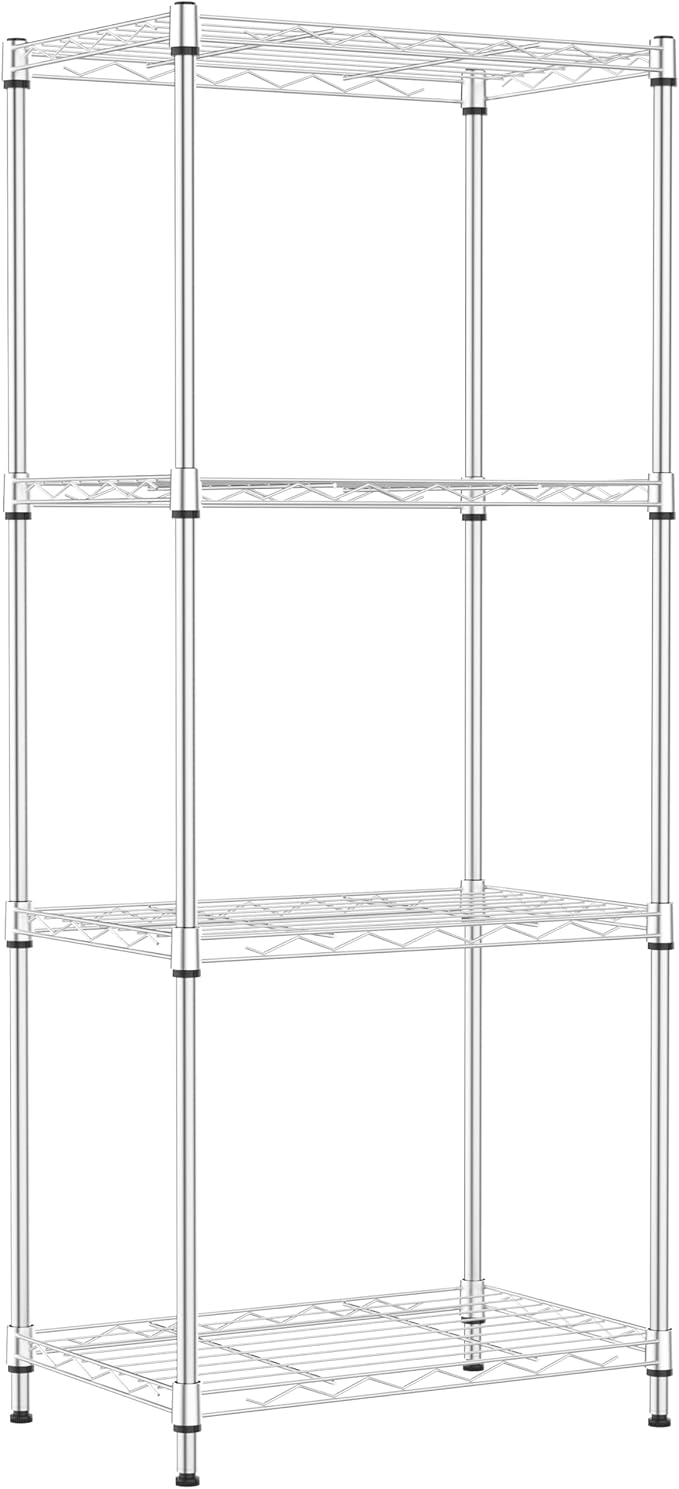 IZEUK 4 Tier Metal Wire Shelf Unit, Chrome Storage Rack Organizer - Image 9