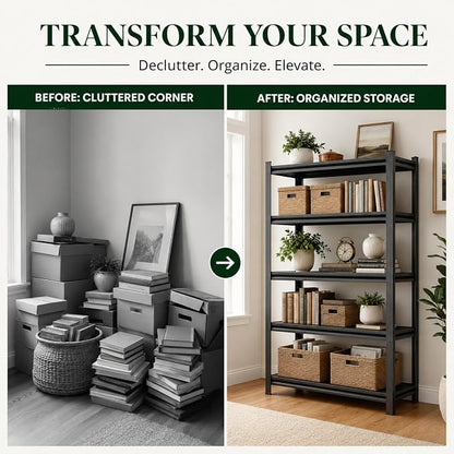 3 Tier Metal Bookshelf, Adjustable Tall Bookcase, Heavy Duty 1800 LBS Modern - Image 6
