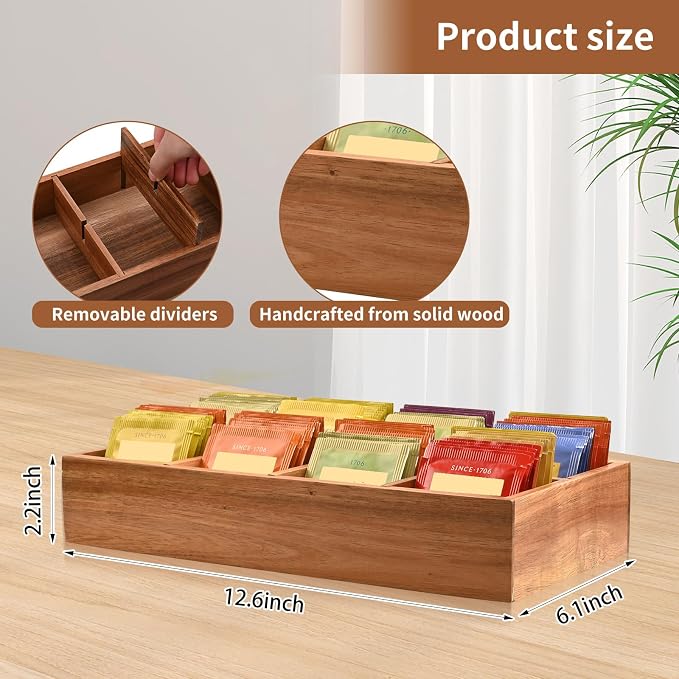 Acacia Wood Tea Bag Organizer - Image 2